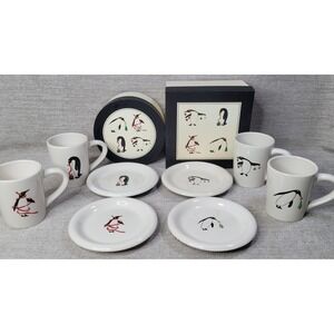 BIA Cordon Bleu‎ Penguin Christmas Coffee Mugs & 6" Plates Set w Boxes NEW